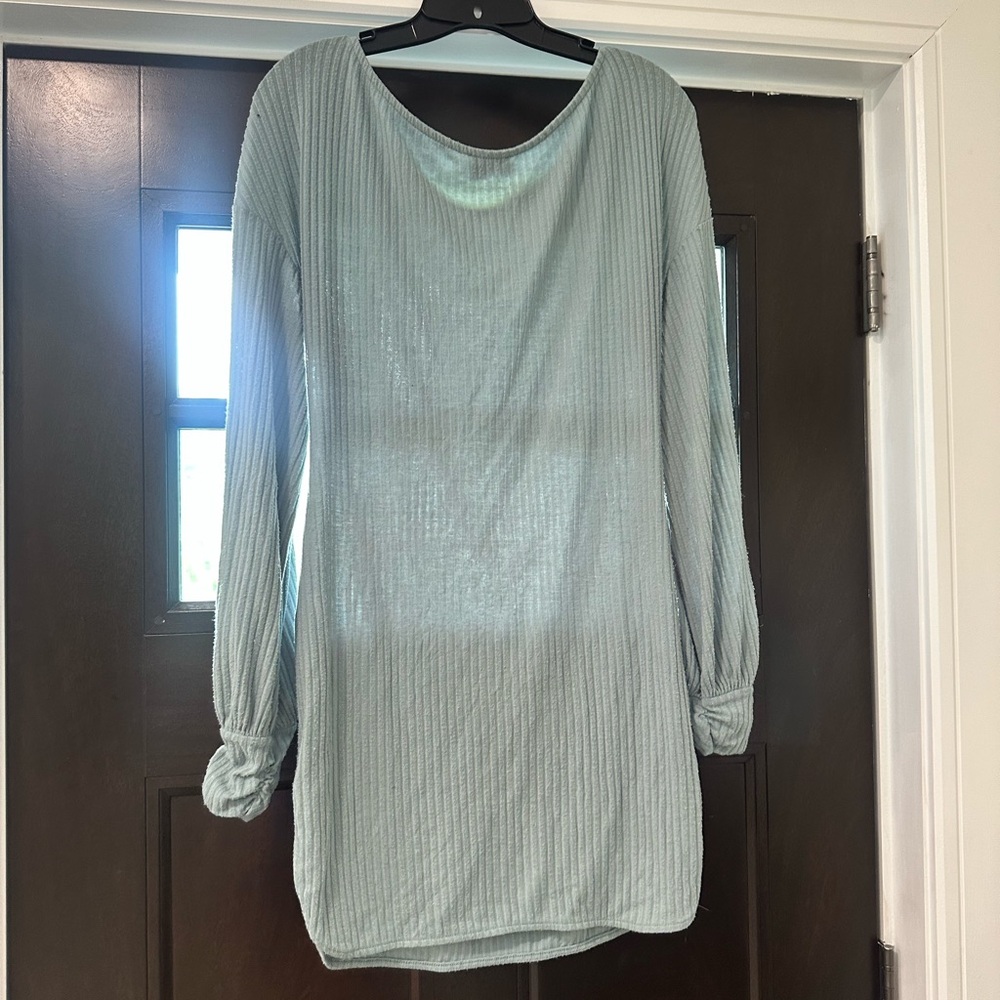 ASOS Light Blue Ribbed Mini Dress - Picture 3 of 3